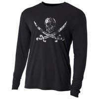 Vintage Pirate Skull Cooling Performance Long Sleeve Crew