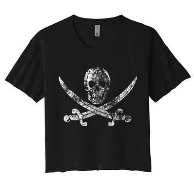 Vintage Pirate Skull Women's Crop Top Tee