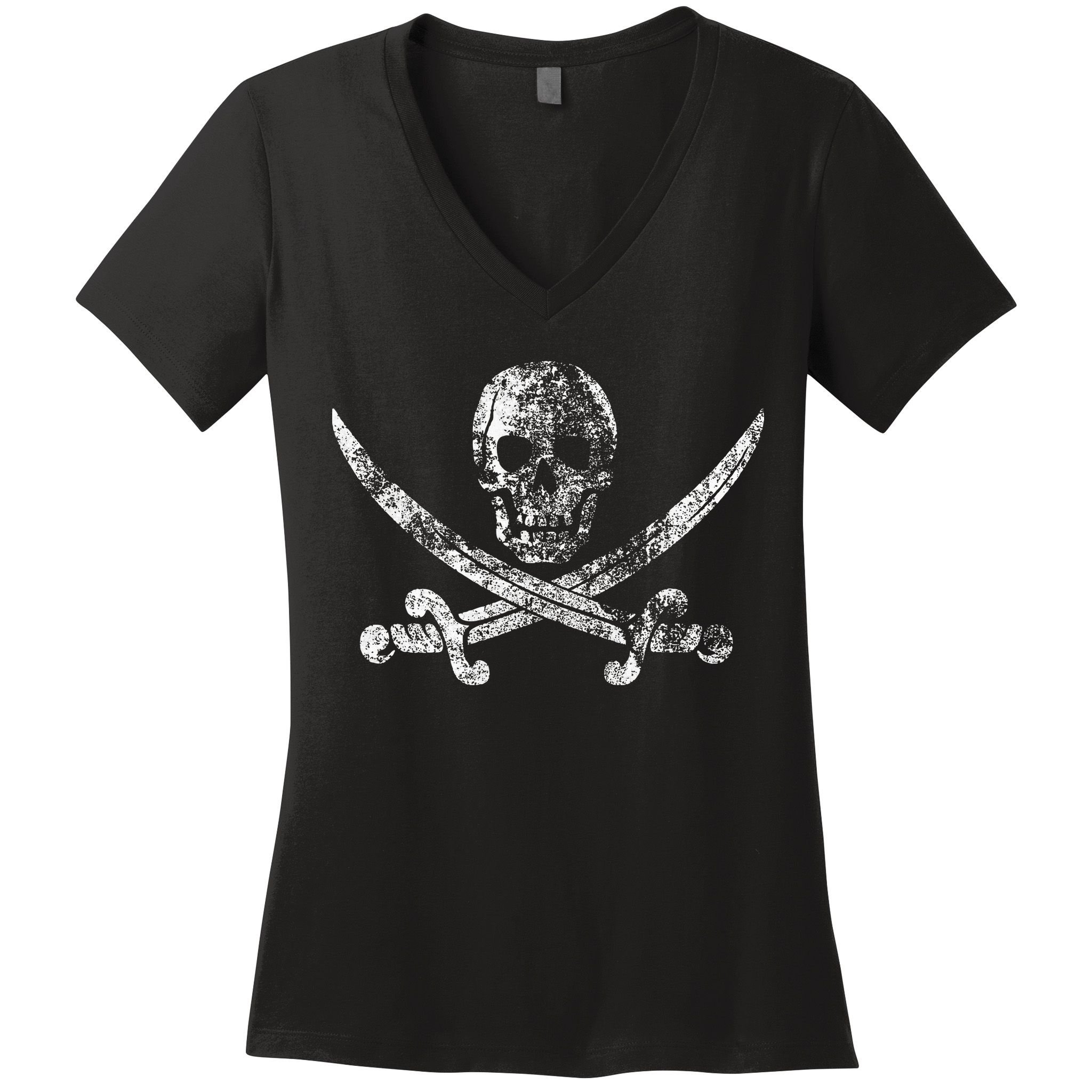 Vintage Pirate Skull Women's V-Neck T-Shirt