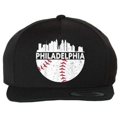 Vintage Philadelphia Skyline Baseball Retro Philly Cityscap Wool Snapback Cap