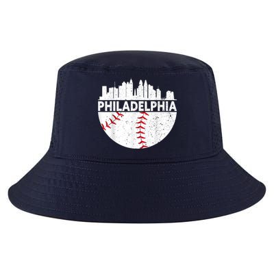 Vintage Philadelphia Skyline Baseball Retro Philly Cityscap Cool Comfort Performance Bucket Hat