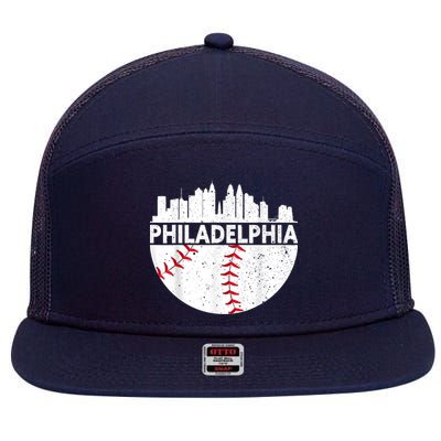 Vintage Philadelphia Skyline Baseball Retro Philly Cityscap 7 Panel Mesh Trucker Snapback Hat