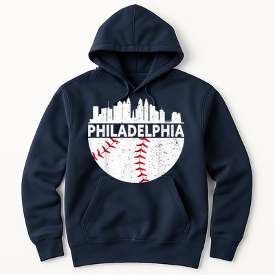 Vintage Philadelphia Skyline Baseball Retro Philly Cityscap Hoodie