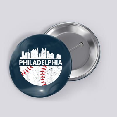 Vintage Philadelphia Skyline Baseball Retro Philly Cityscap Button