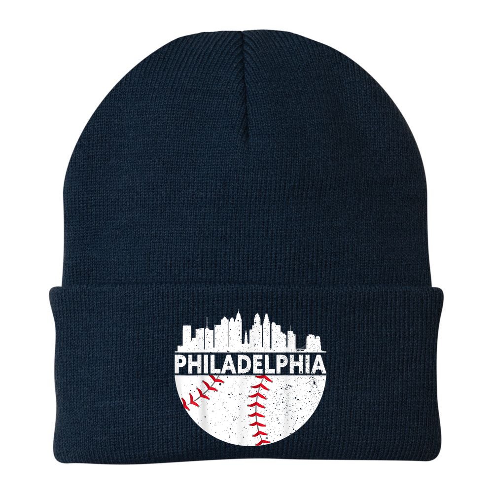 Vintage Philadelphia Skyline Baseball Retro Philly Cityscap Beanie