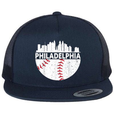 Vintage Philadelphia Skyline Baseball Retro Philly Cityscap Flat Bill Trucker Hat