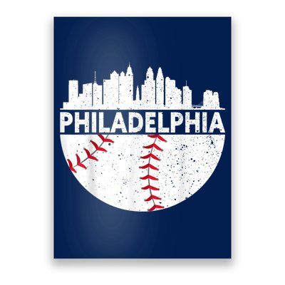 Vintage Philadelphia Skyline Baseball Retro Philly Cityscap Poster