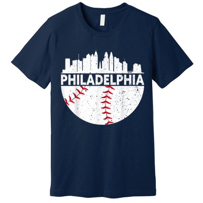 Vintage Philadelphia Skyline Baseball Retro Philly Cityscap Premium T-Shirt