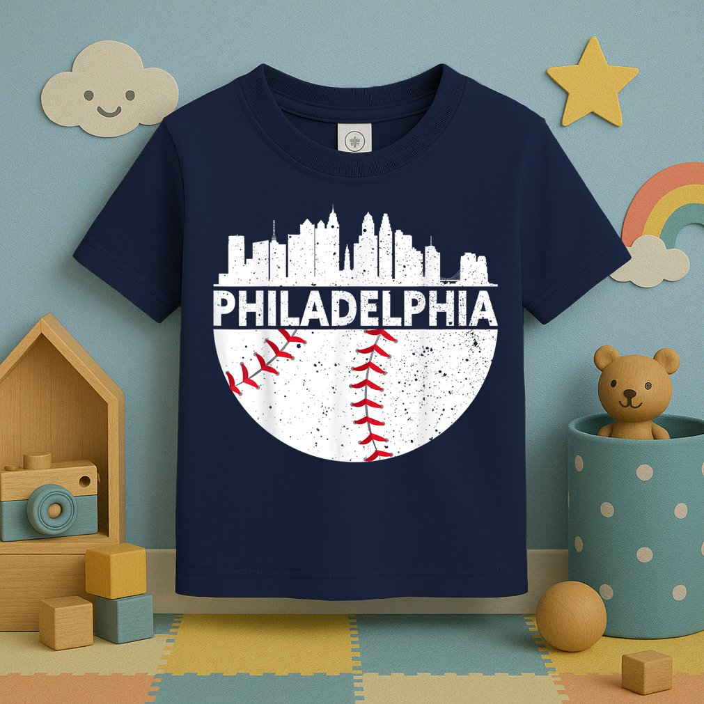 Vintage Philadelphia Skyline Baseball Retro Philly Cityscap Toddler T-Shirt