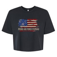 Vintage Proud Stepdad American Flag Veteran Gift Bella+Canvas Jersey Crop Tee