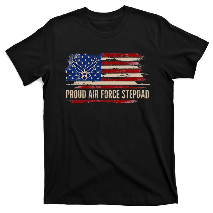 Vintage Proud Stepdad American Flag Veteran Gift T-Shirt