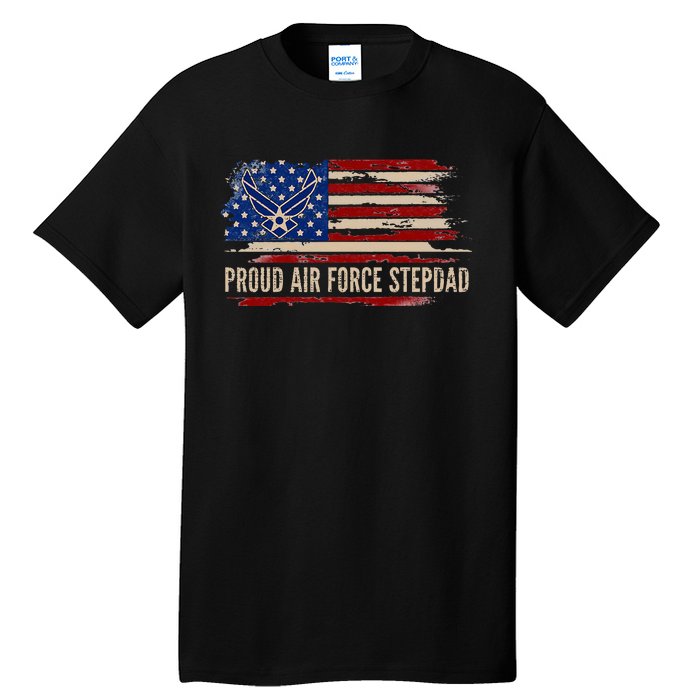 Vintage Proud Stepdad American Flag Veteran Gift Tall T-Shirt