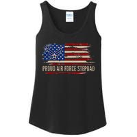 Vintage Proud Stepdad American Flag Veteran Gift Ladies Essential Tank