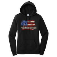 Vintage Proud Stepdad American Flag Veteran Gift Women's Pullover Hoodie