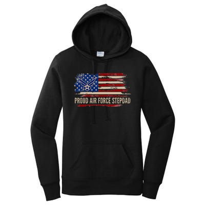 Vintage Proud Stepdad American Flag Veteran Gift Women's Pullover Hoodie