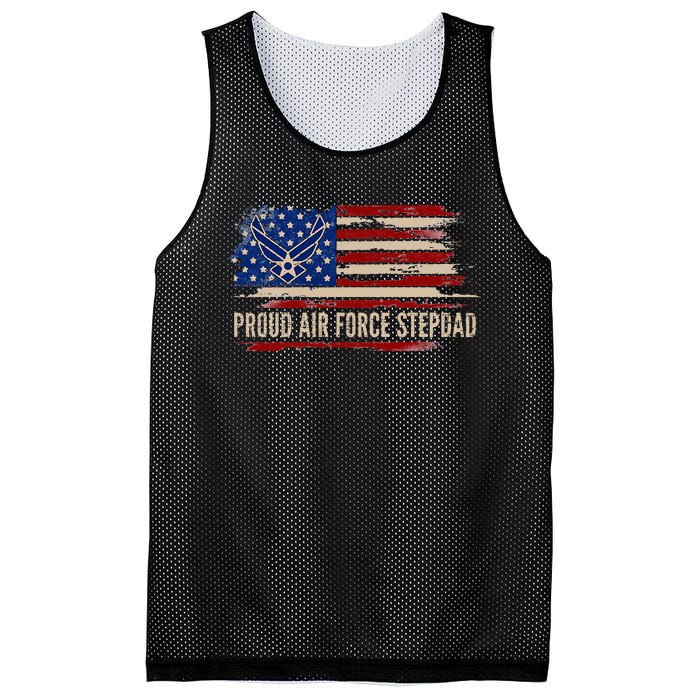 Vintage Proud Stepdad American Flag Veteran Gift Mesh Reversible Basketball Jersey Tank