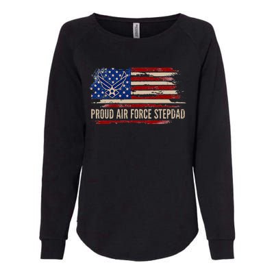 Vintage Proud Stepdad American Flag Veteran Gift Womens California Wash Sweatshirt