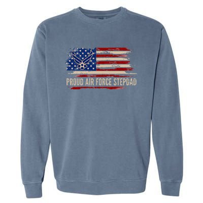 Vintage Proud Stepdad American Flag Veteran Gift Garment-Dyed Sweatshirt