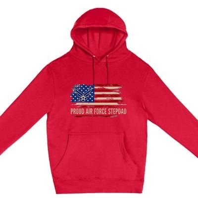 Vintage Proud Stepdad American Flag Veteran Gift Premium Pullover Hoodie