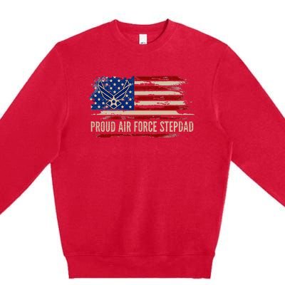 Vintage Proud Stepdad American Flag Veteran Gift Premium Crewneck Sweatshirt