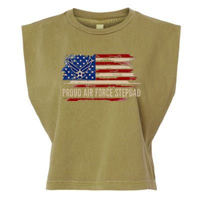 Vintage Proud Stepdad American Flag Veteran Gift Garment-Dyed Women's Muscle Tee