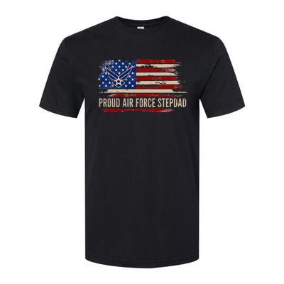 Vintage Proud Stepdad American Flag Veteran Gift Softstyle CVC T-Shirt