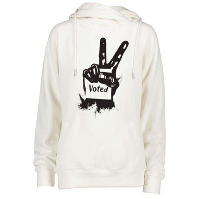 Voted Peace Sign Election I Voted Harris Walz Trump Vance Womens Funnel Neck Pullover Hood