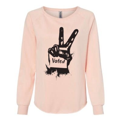 Voted Peace Sign Election I Voted Harris Walz Trump Vance Womens California Wash Sweatshirt