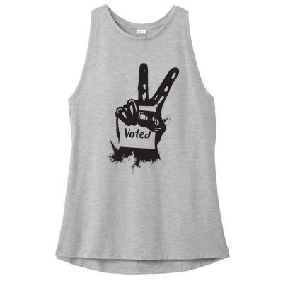 Voted Peace Sign Election I Voted Harris Walz Trump Vance Ladies PosiCharge Tri-Blend Wicking Tank