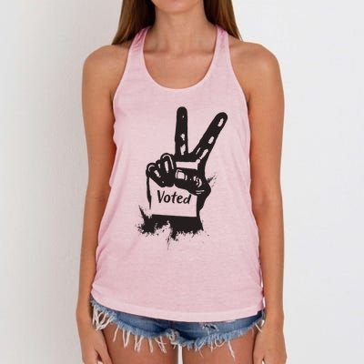 Voted Peace Sign Election I Voted Harris Walz Trump Vance Women's Knotted Racerback Tank