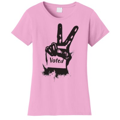 Voted Peace Sign Election I Voted Harris Walz Trump Vance Women's T-Shirt