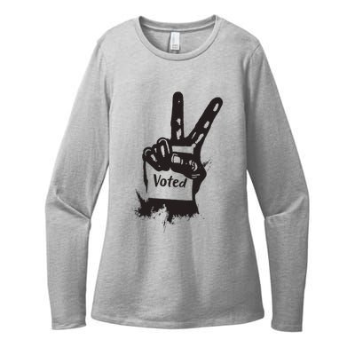 Voted Peace Sign Election I Voted Harris Walz Trump Vance Womens CVC Long Sleeve Shirt