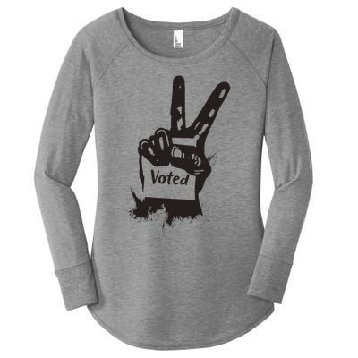 Voted Peace Sign Election I Voted Harris Walz Trump Vance Women's Perfect Tri Tunic Long Sleeve Shirt