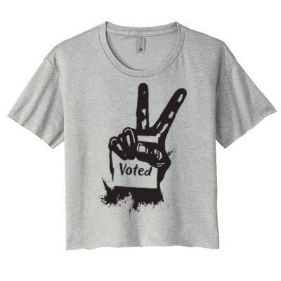 Voted Peace Sign Election I Voted Harris Walz Trump Vance Women's Crop Top Tee