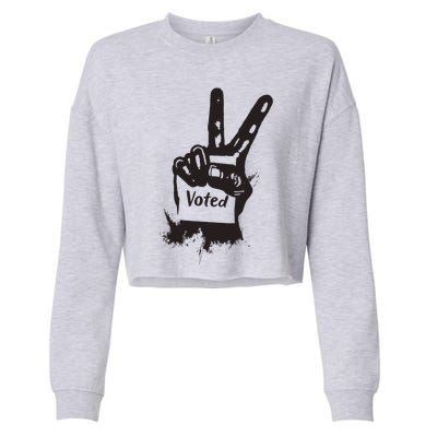 Voted Peace Sign Election I Voted Harris Walz Trump Vance Cropped Pullover Crew