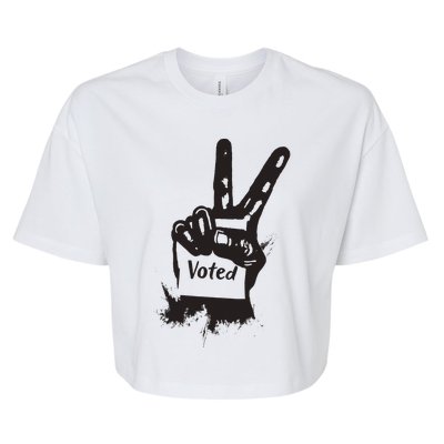 Voted Peace Sign Election I Voted Harris Walz Trump Vance Bella+Canvas Jersey Crop Tee