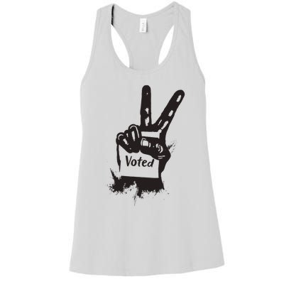 Voted Peace Sign Election I Voted Harris Walz Trump Vance Women's Racerback Tank