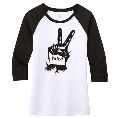 Voted Peace Sign Election I Voted Harris Walz Trump Vance Women's Tri-Blend 3/4-Sleeve Raglan Shirt