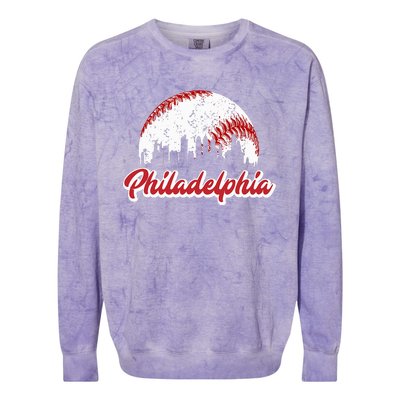 Vintage Philadelphia Skyline Philly Cityscape Colorblast Crewneck Sweatshirt