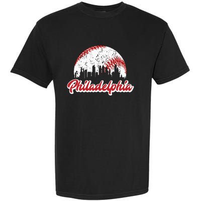 Vintage Philadelphia Skyline Philly Cityscape Garment-Dyed Heavyweight T-Shirt