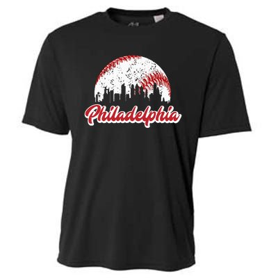 Vintage Philadelphia Skyline Philly Cityscape Cooling Performance Crew T-Shirt