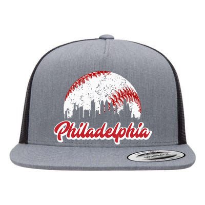 Vintage Philadelphia Skyline Philly Cityscape Flat Bill Trucker Hat