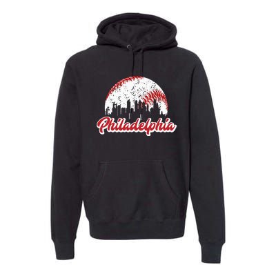 Vintage Philadelphia Skyline Philly Cityscape Premium Hoodie