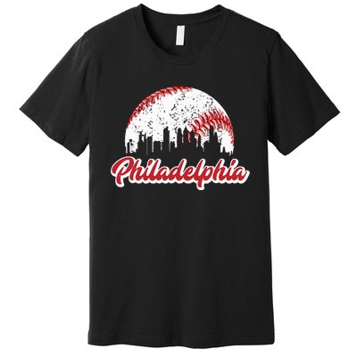 Vintage Philadelphia Skyline Philly Cityscape Premium T-Shirt