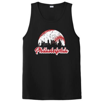 Vintage Philadelphia Skyline Philly Cityscape PosiCharge Competitor Tank