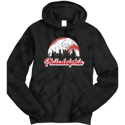 Vintage Philadelphia Skyline Philly Cityscape Tie Dye Hoodie