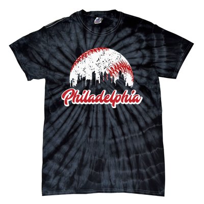 Vintage Philadelphia Skyline Philly Cityscape Tie-Dye T-Shirt