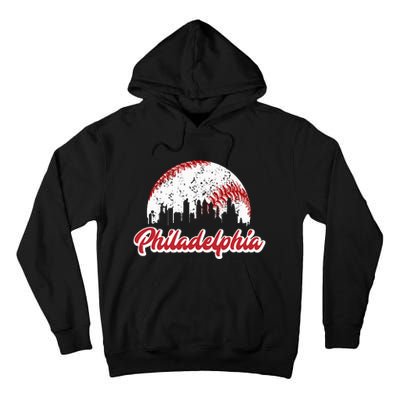 Vintage Philadelphia Skyline Philly Cityscape Tall Hoodie