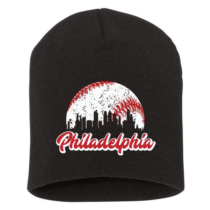 Vintage Philadelphia Skyline Philly Cityscape Short Acrylic Beanie