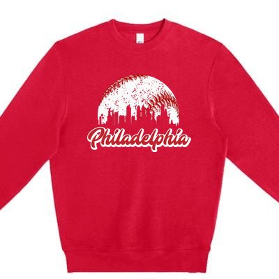 Vintage Philadelphia Skyline Philly Cityscape Premium Crewneck Sweatshirt